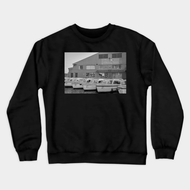 Herbert Woods hire craft moored up ready for let Crewneck Sweatshirt by yackers1